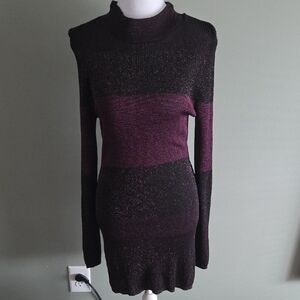 White House Black Market Black and Purple Midi Dress